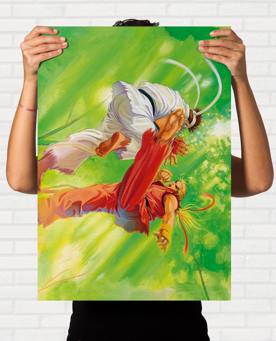 Poster Street Fighter Zero/Alpha Ryu e Ken Lutando ARTE - Pôster