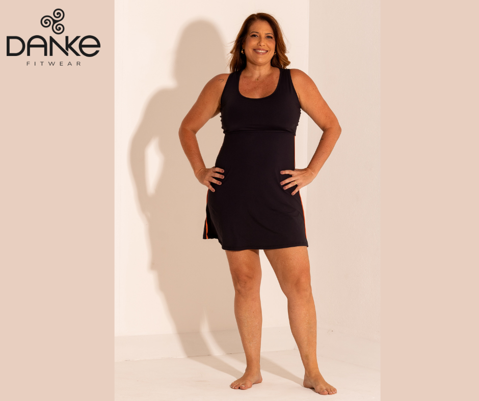 Vestido Beach Tennis Black Danke Moda Fitness com design