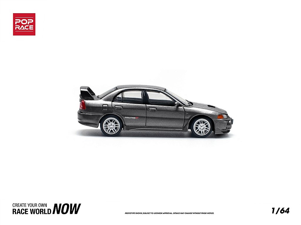 Mitsubishi Lancer Evolution IV 1:64 POP RACE Cinza - Atacado de