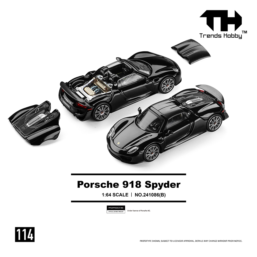 Porsche 918 Spyder 1:64 Trends Hobby Preto - Atacado de Miniaturas