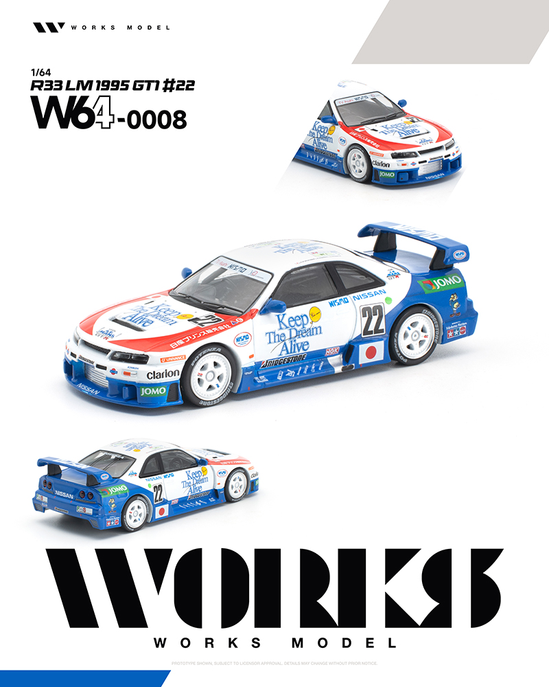 R33インドラ一式 PRÉ-ORDER *** R33 LM 1995 GT1 #22 1:64 Works Model QTD3 - Atacado