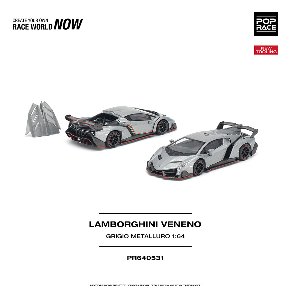 PRÉ-ORDER *** Lamborghini Veneno Grigio Metalluro 1:64 POP RACE