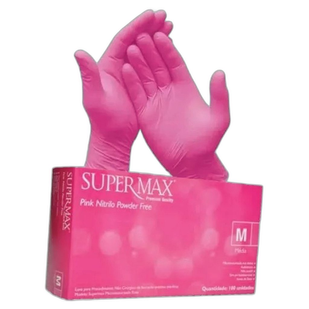 Supermax Luva Nitrílica Rosa M