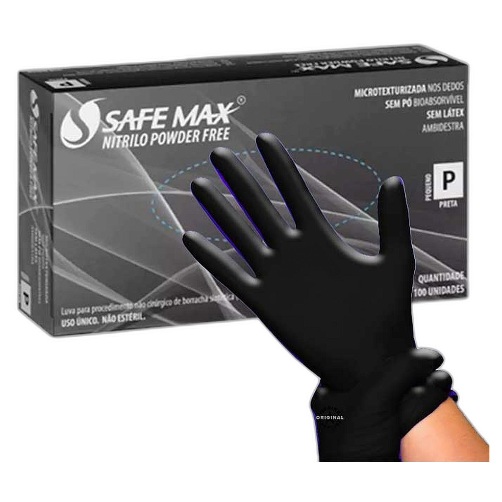 SafeMax Luva Nitrilo Preta M