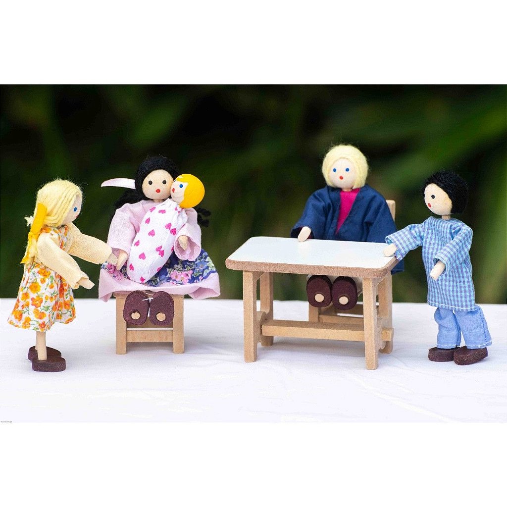 Kit Bonecos Família com Bebê (5 Bonecos)