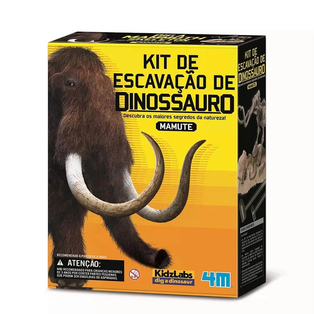 Kit de Paleontologia Mamute - Escavação de Fósseis e Esqueleto