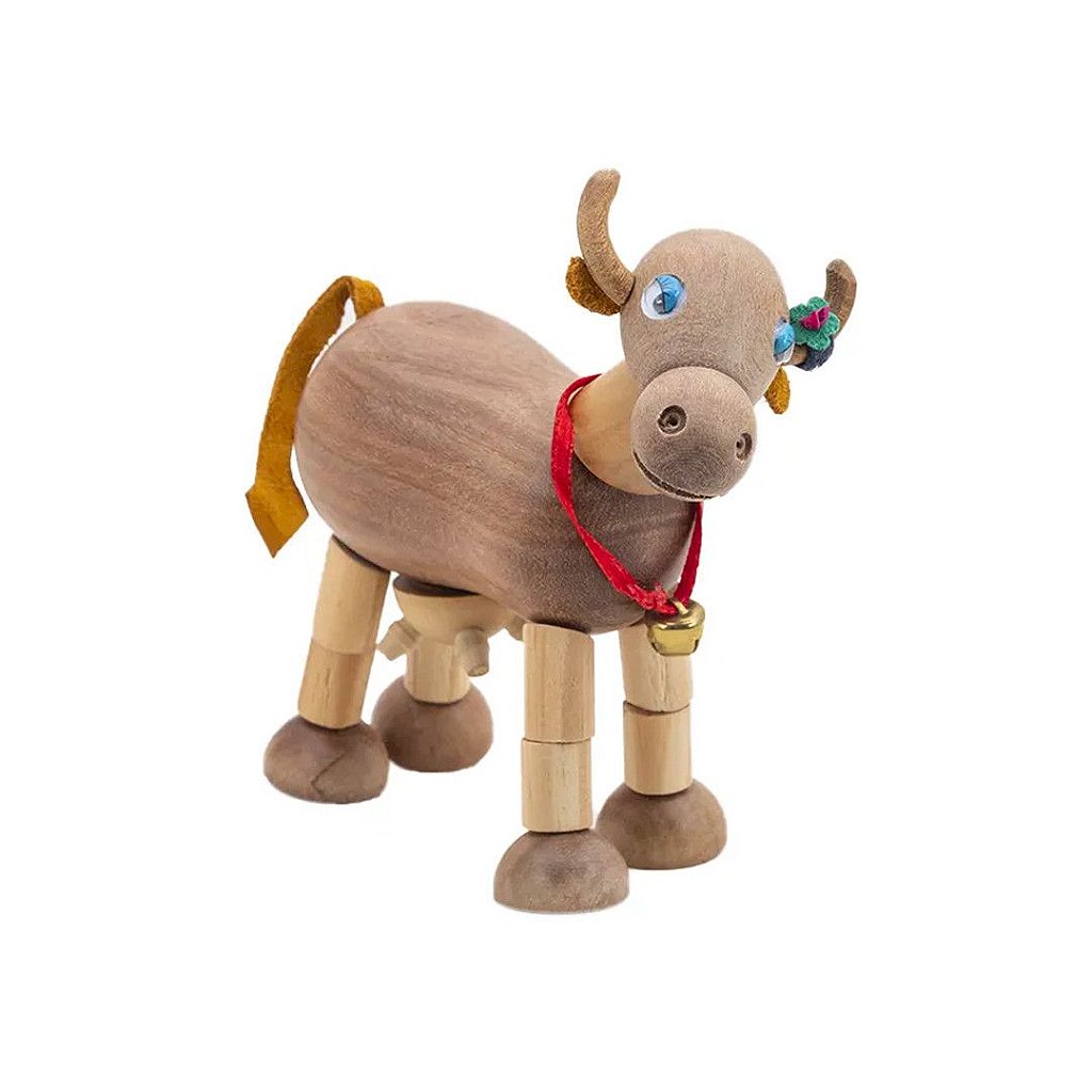 Vaca Leitícia - Brinquedo de Madeira Articulado