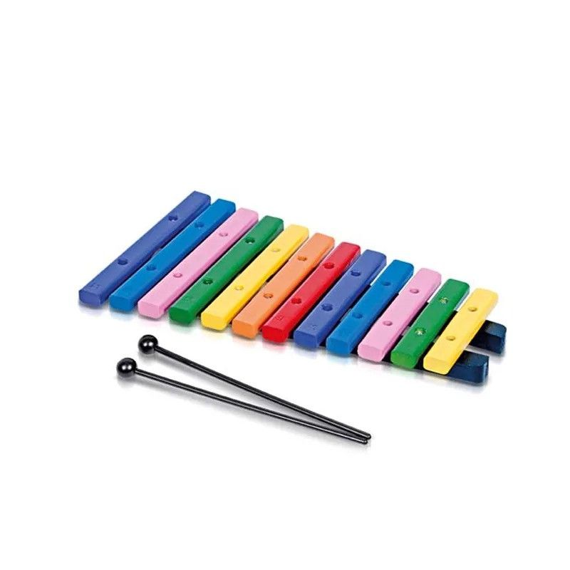 Xilofone Infantil de 12 Teclas de Madeira Colorido