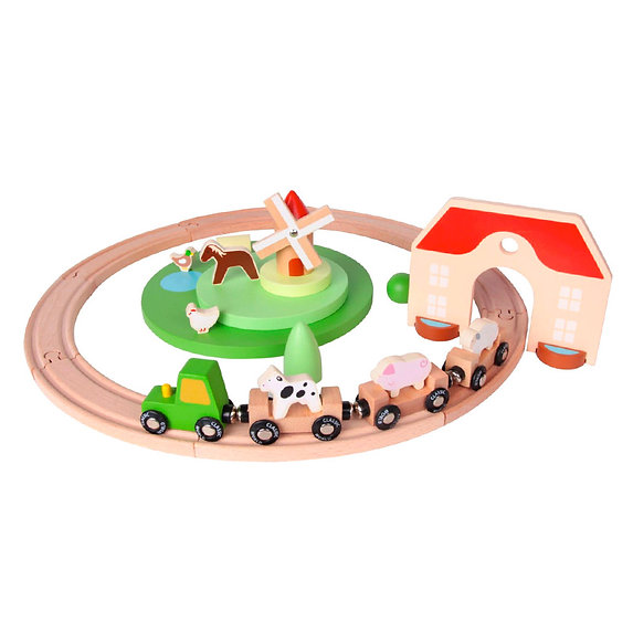 Conjunto de Trem de Madeira Fazenda - 28 Peças
