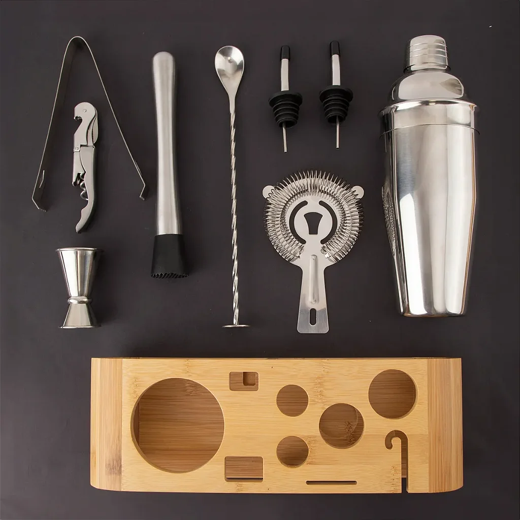 Kit Bartender Profissional 12 Peças Inox 🍸 Prepare Drinks e