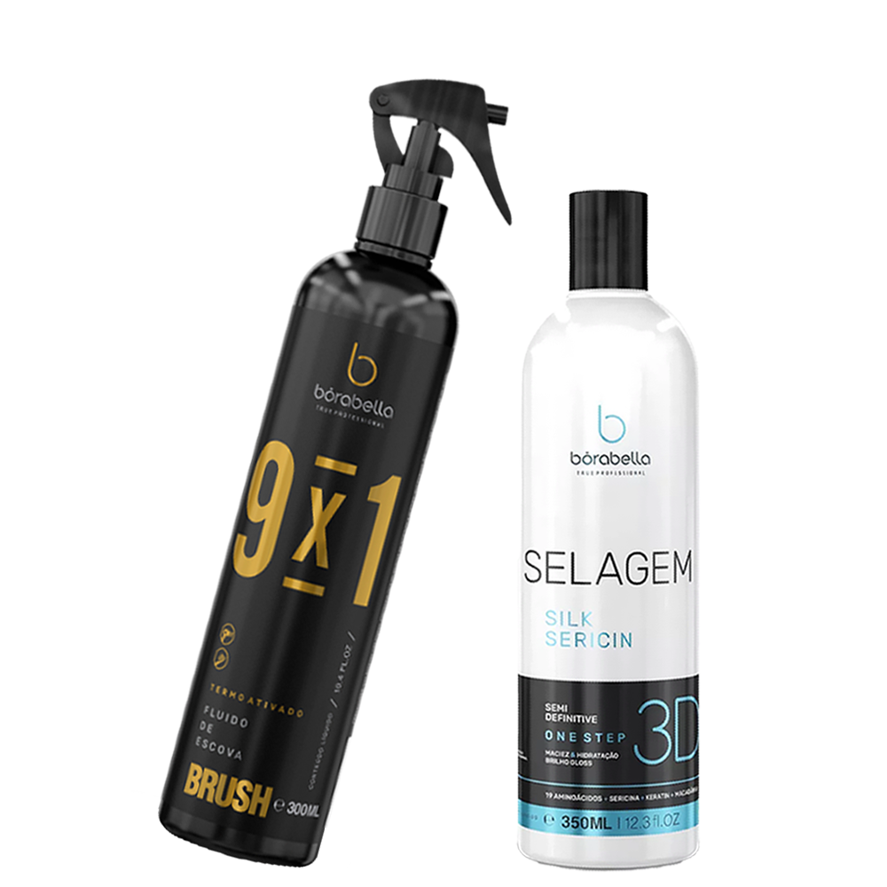 Fluído Escova Brush 300ml + Progressiva Selagem 3D 350ml Borabella