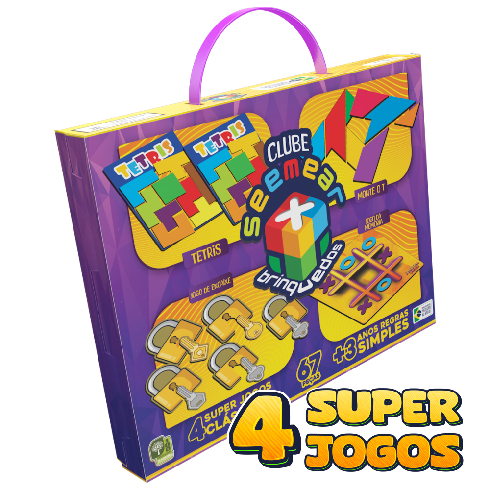Jogo 4 Super Jogos Clássicos 67 Peças Encaixe Tetris Monte o T