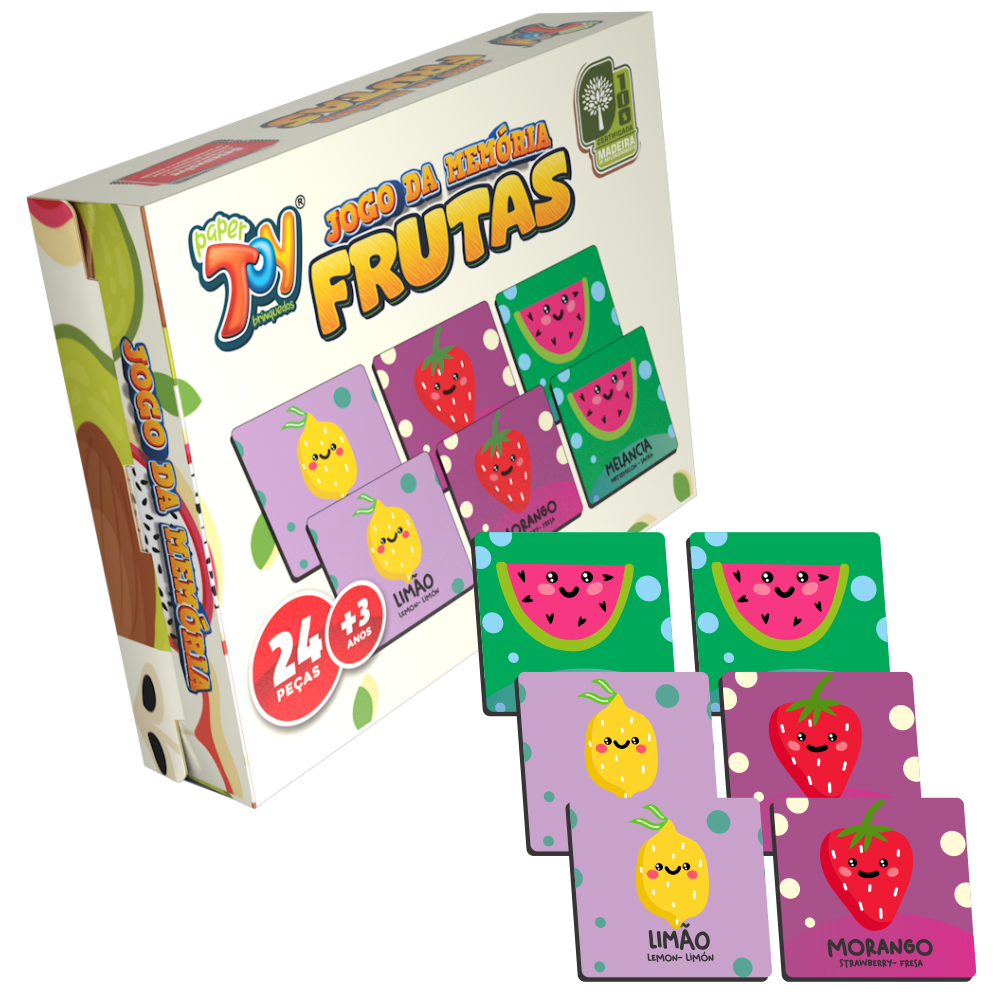 Jogo da Memória Frutas 24 Peças MDF JM002 - Paper Toy