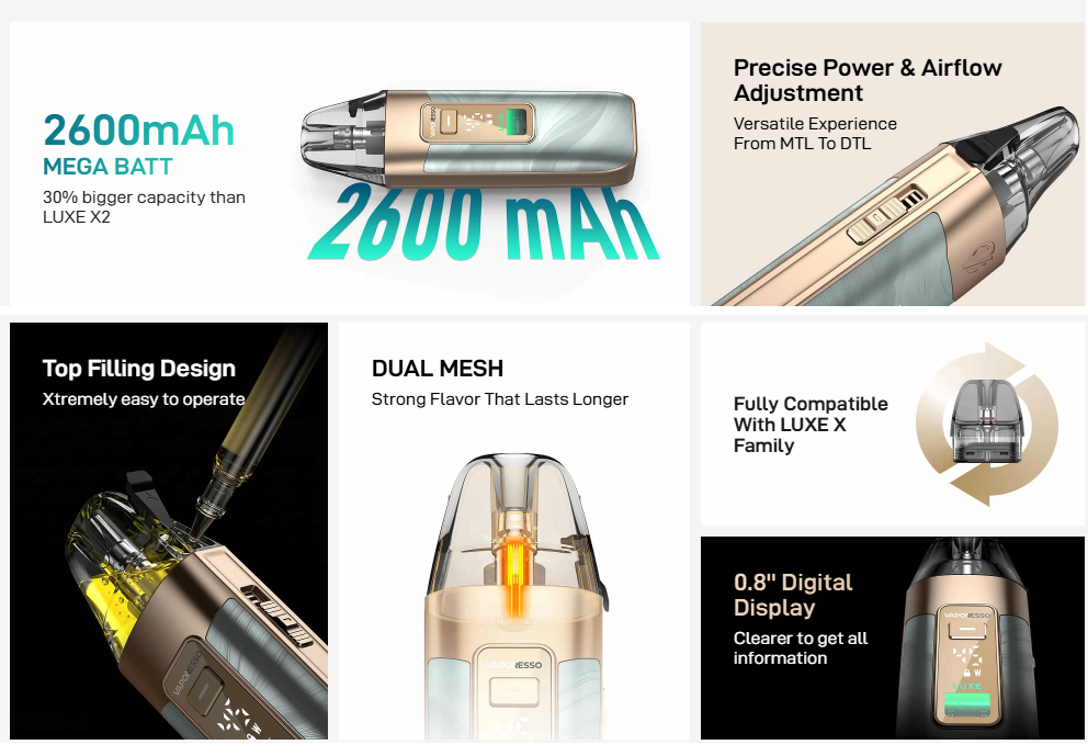 LUXE X3 POD SYSTEM KIT - 2600mAh - VAPORESSO - Elitebraza.com