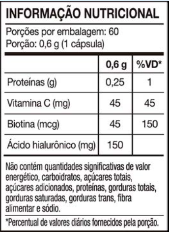 Informação nutricional Della Prime