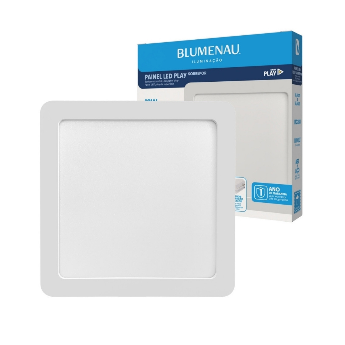 Painel Painel LED 12W Sobrepor Quadrado Branco Bivolt Blumenau