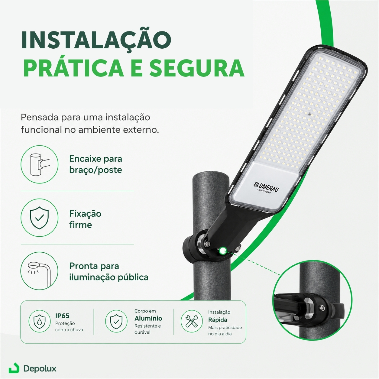 Uso urbano e proteção IP66 da luminária LED Pro 200W Blumenau