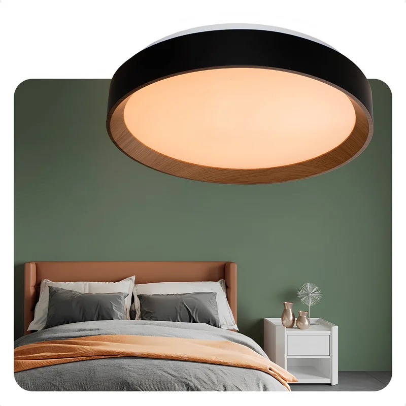 Plafon LED Arbos Redondo 38cm 30W Bivolt Temperatura de Cor Ajustável Preto Blumenau