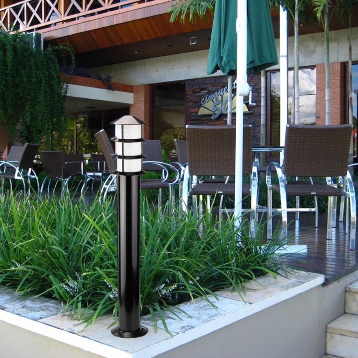 Poste Balizador Oriental 75cm Alumínio E27 IP54 Preto Fosco Germany
