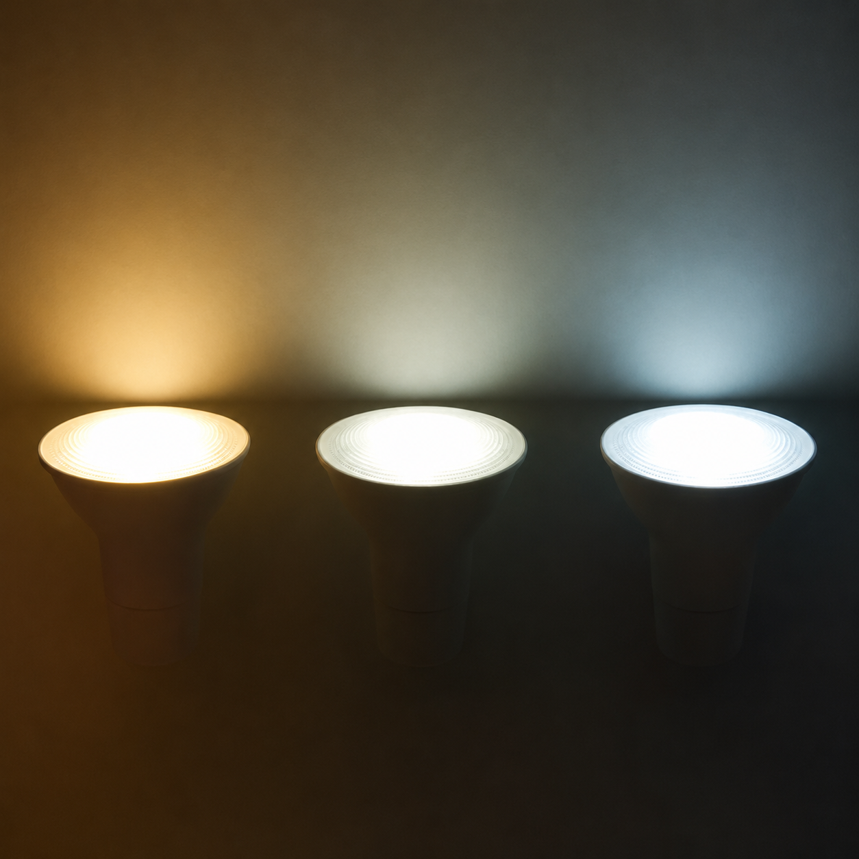 Opções de cor da luz da lâmpada PAR20 8W: quente, neutra e fria