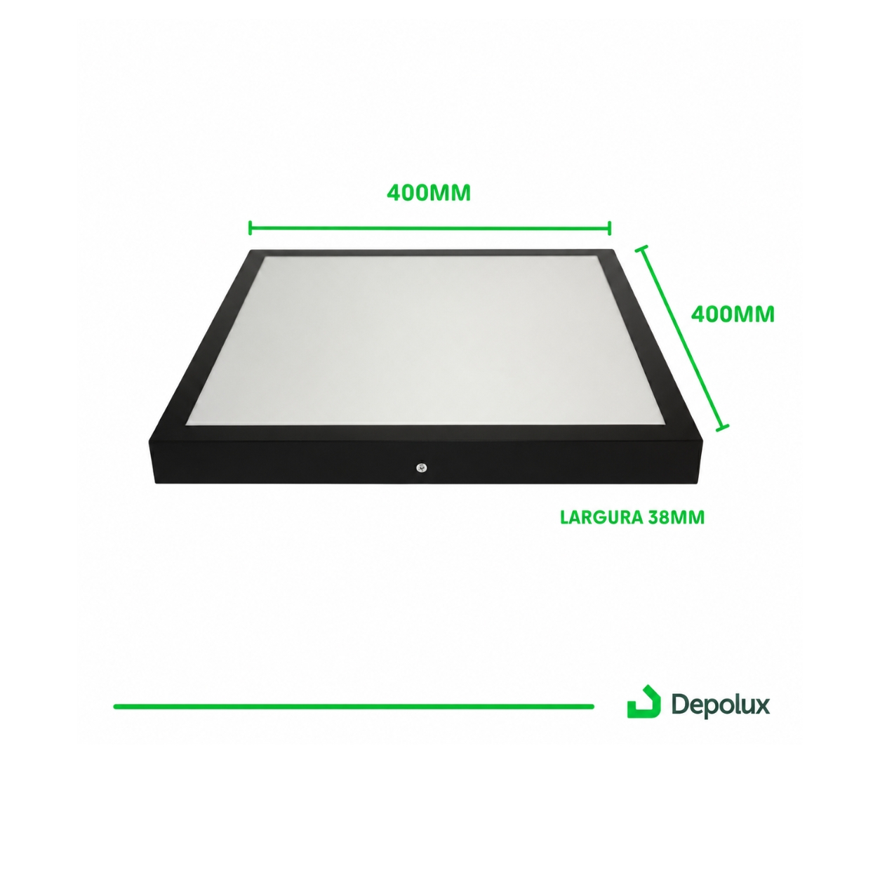 Dimensões do Painel LED Sobrepor 32W Preto 40x40cm