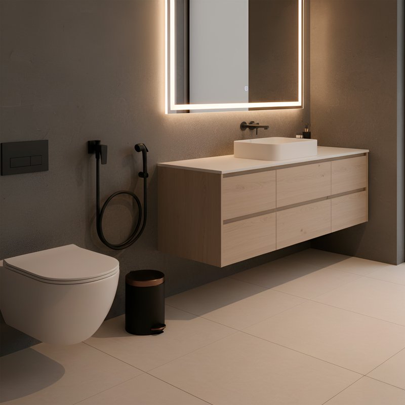 Materiais e acabamento da ducha higiênica Docol Lift Ônix