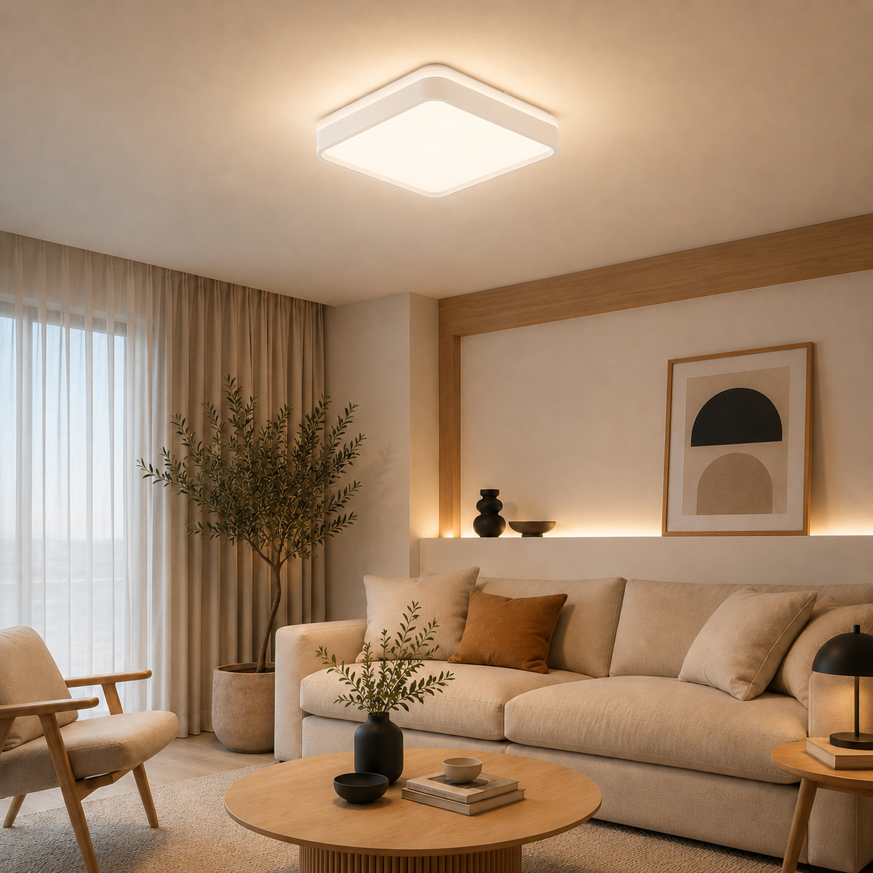 Plafon LED Duetto Quadrado 28cm 18W Bivolt Temperatura de Cor Ajustável Branco Blumenau