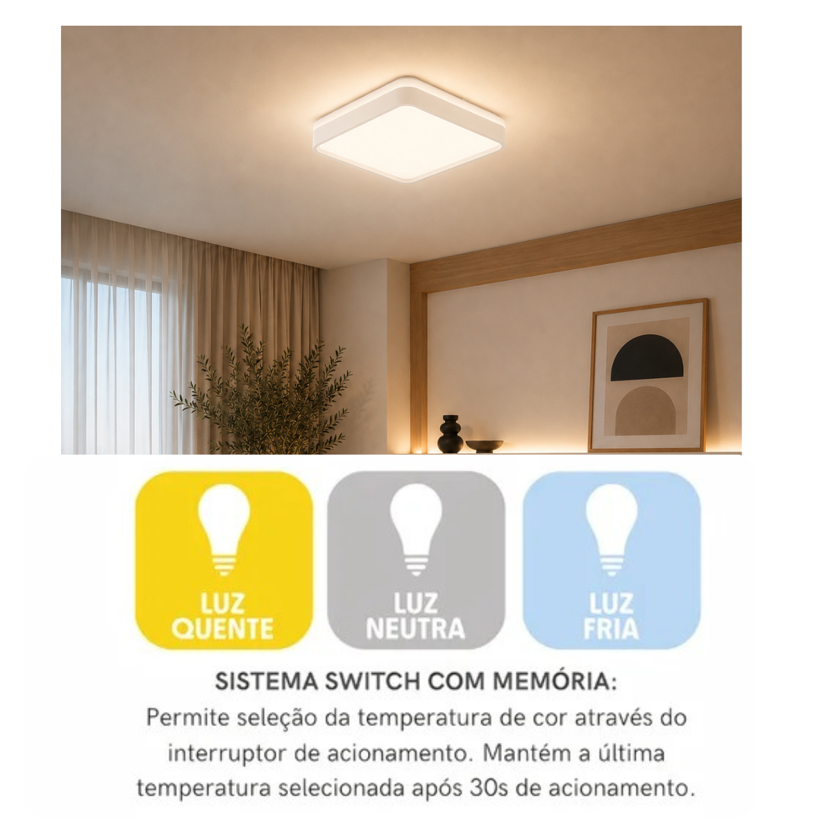 Luz uniforme do plafon LED Duetto 18W Blumenau