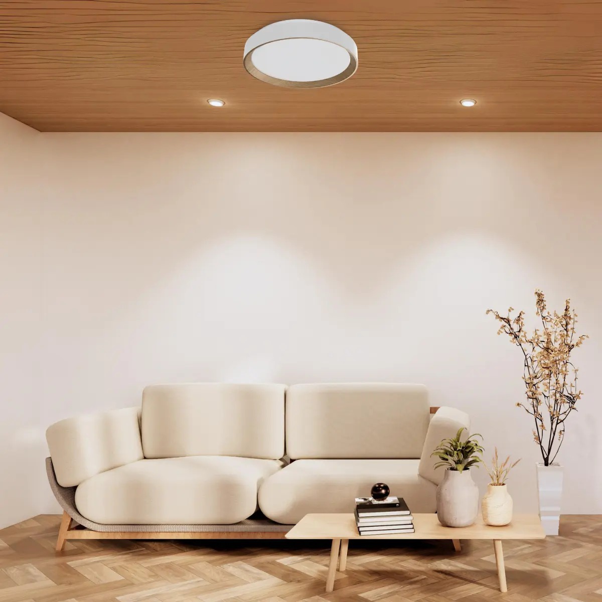 Plafon LED Arbos Redondo 38cm 30W Bivolt Temperatura de Cor Ajustável Branco Blumenau