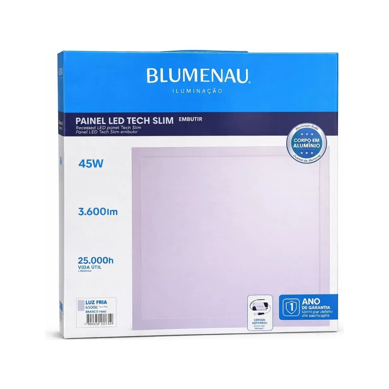 Painel LED 45W Embutir 62x62cm Blumenau Iluminação