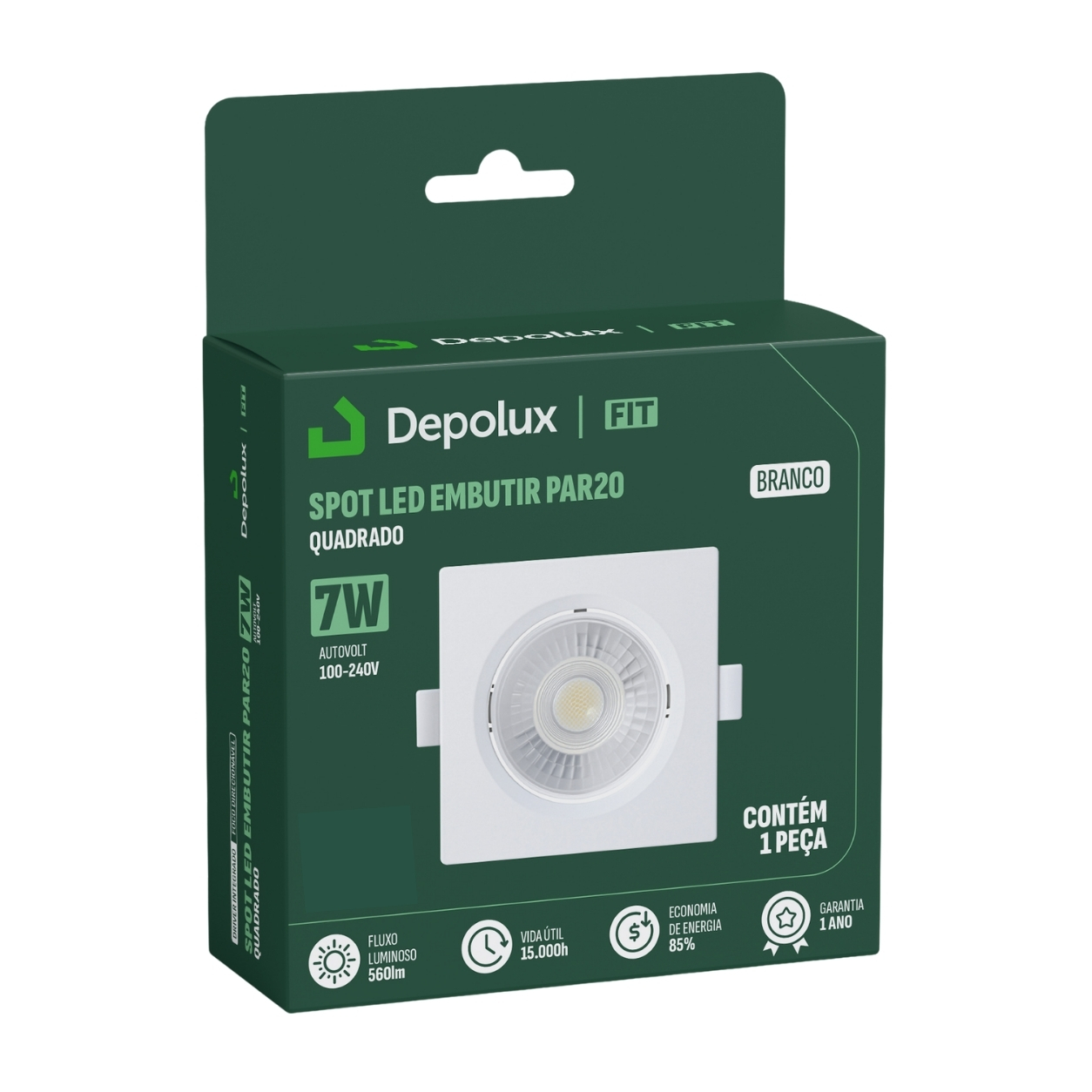 Spot de LED 7W Embutir Quadrado 11x11cm Fit Bivolt Depolux