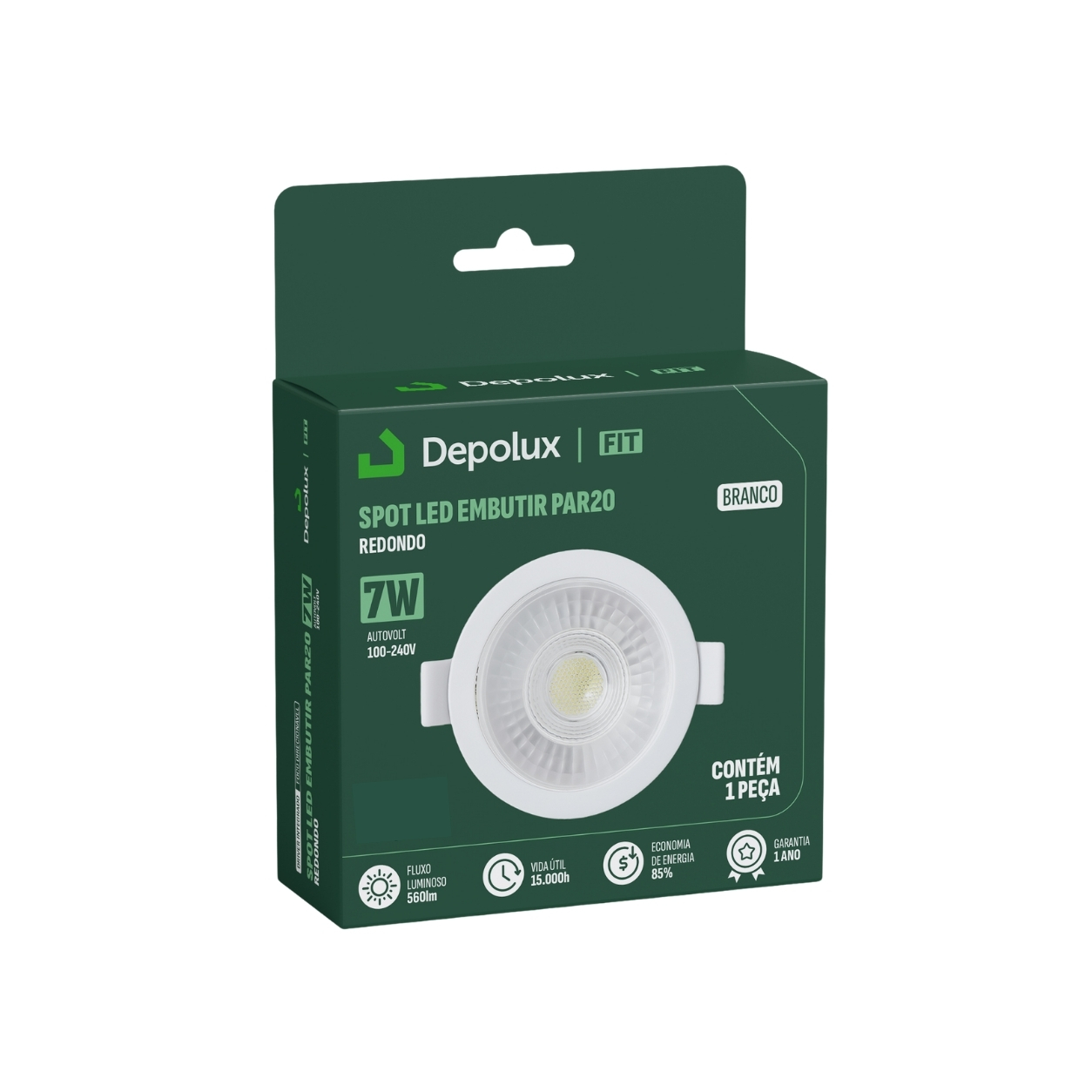 Spot de Led 7W Embutir Redondo 11x11cm Fit PAR20 Bivolt Depolux