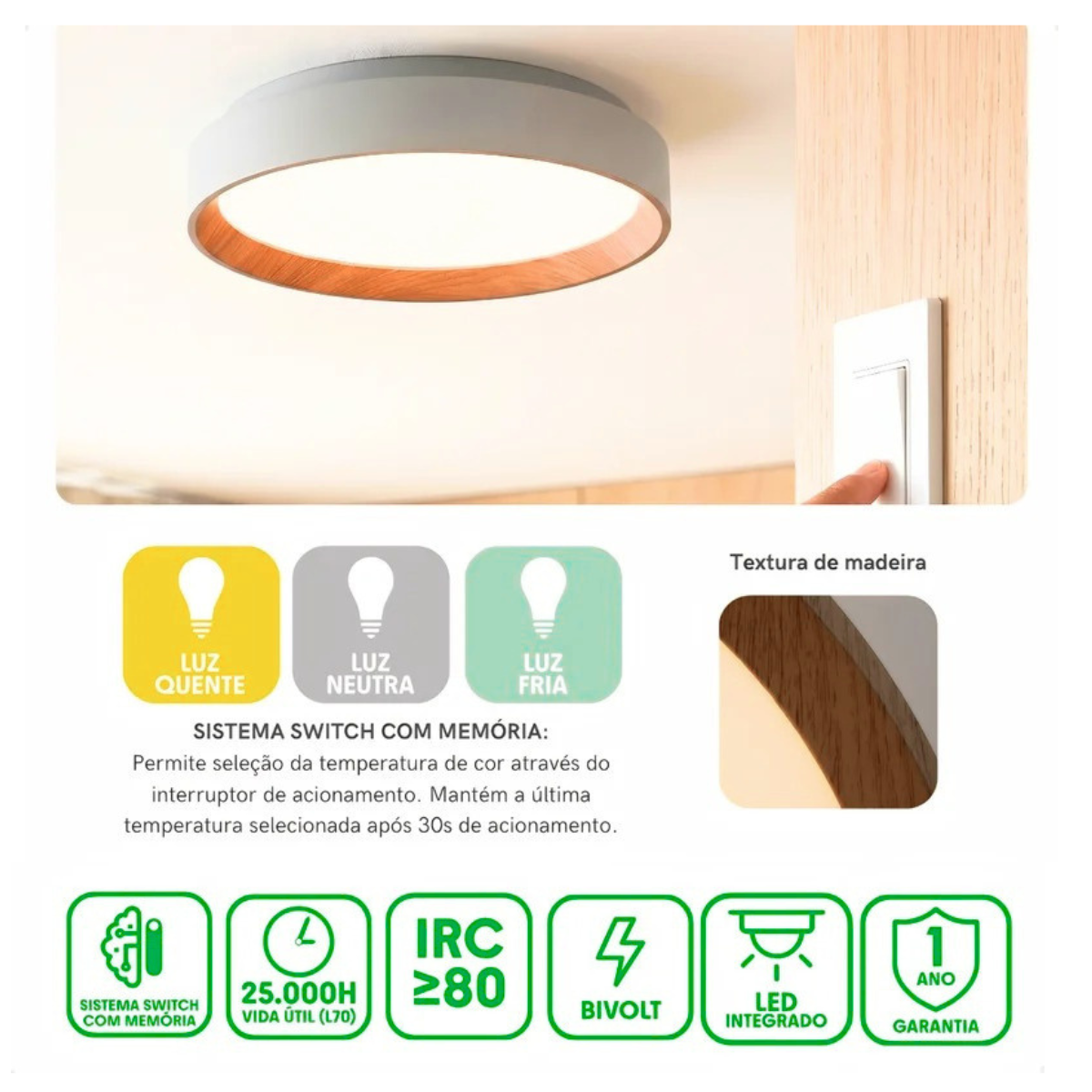Luz uniforme do plafon LED Arbos 30W Blumenau