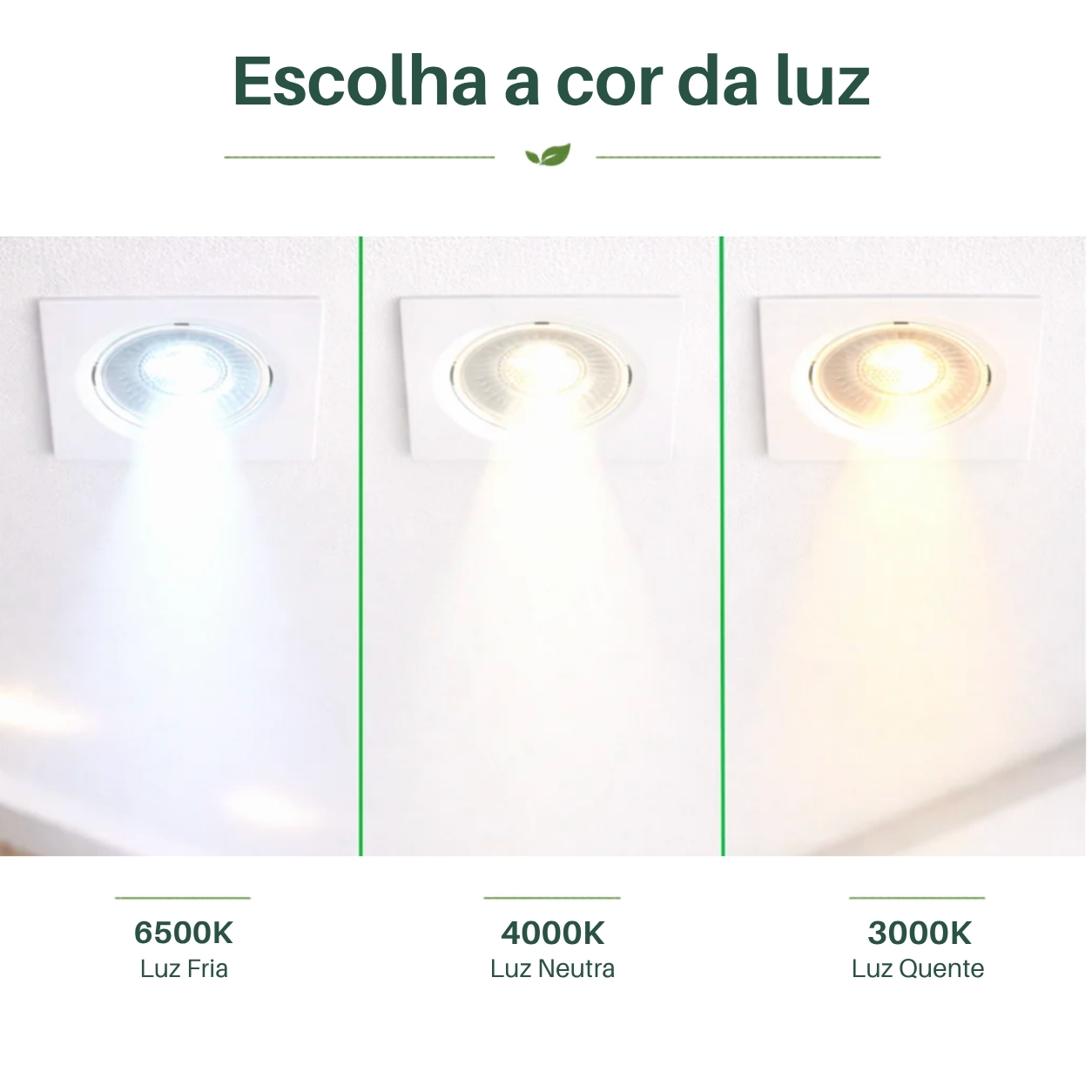 Opções de cor da luz do Spot LED 7W Quadrado Depolux