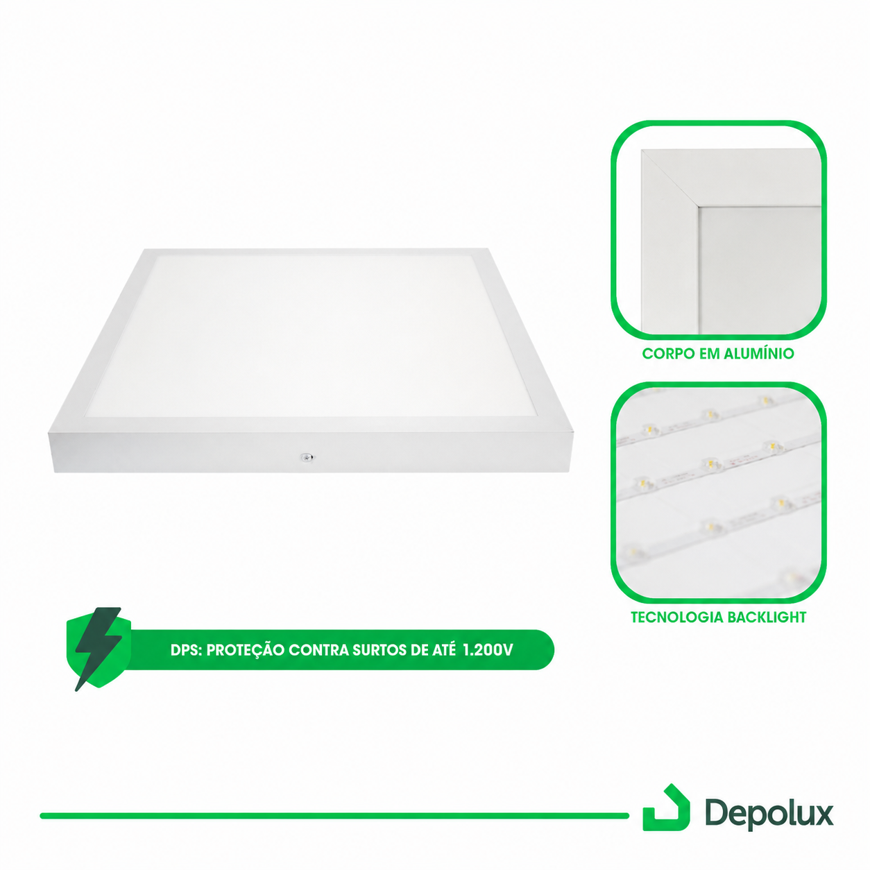 Detalhes do Painel LED Sobrepor 32W 40x40cm
