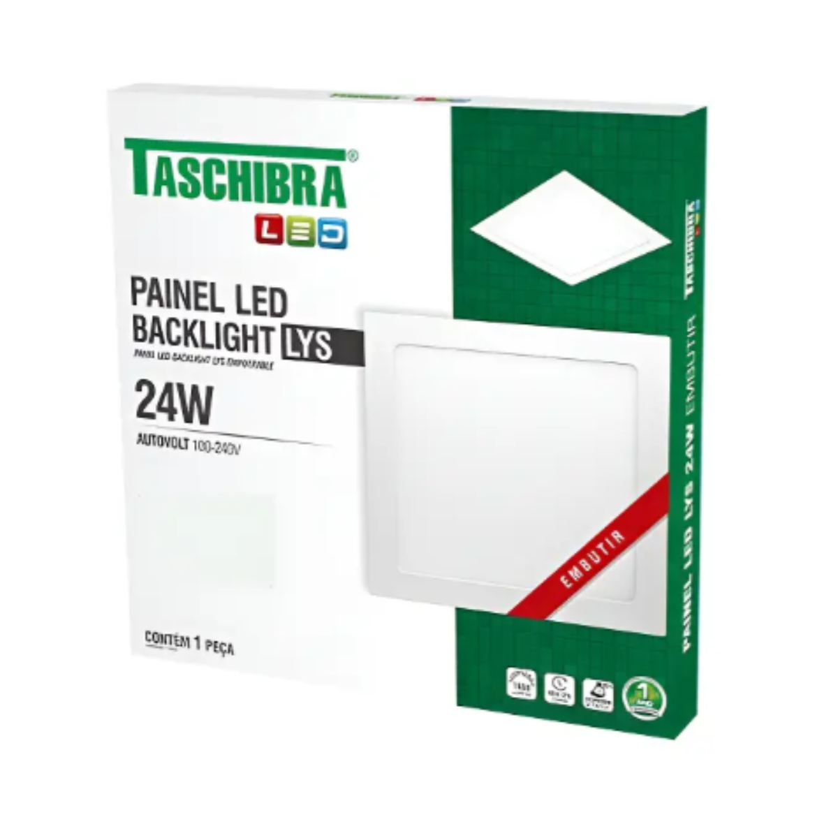 Painel de LED 24W Lys Quadrado Embutir Bivolt Branco Taschibra