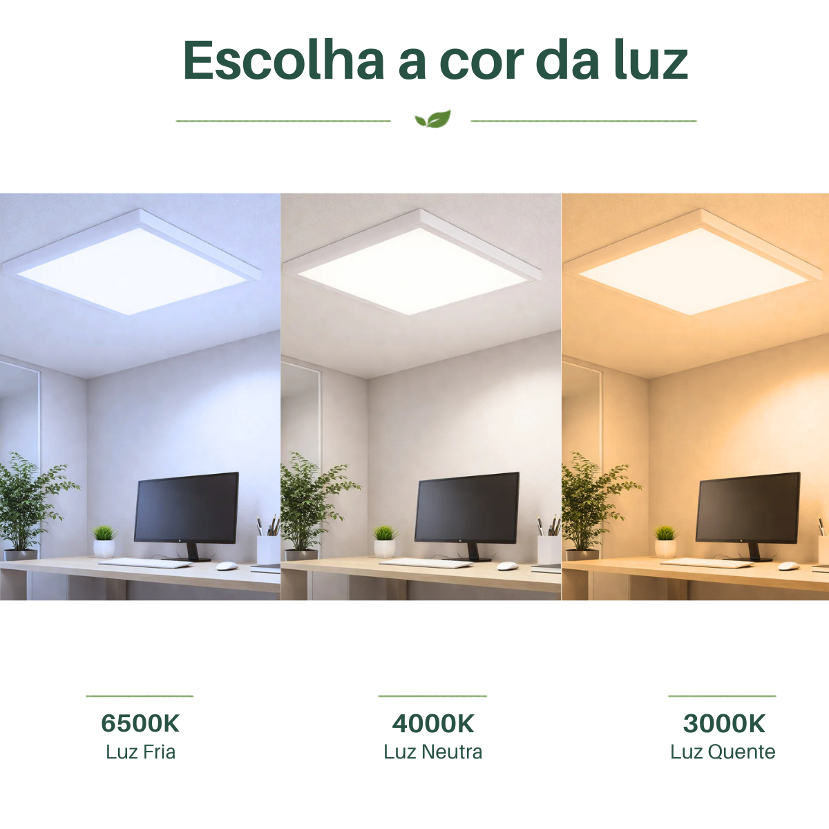 Luz uniforme do painel LED de sobrepor 36W Lys Taschibra