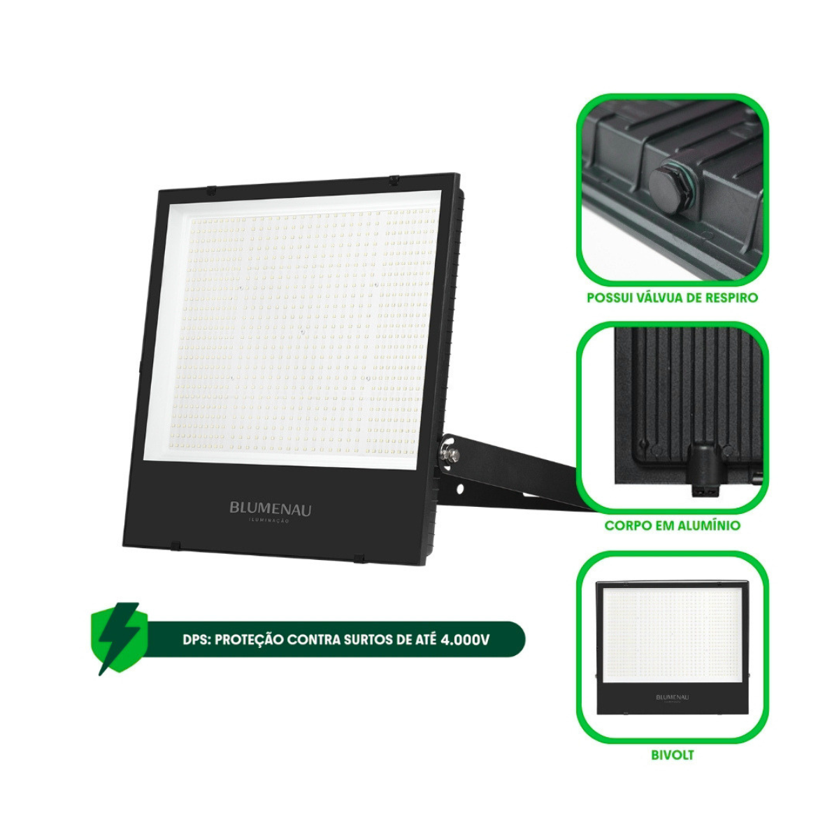 Potência e alcance do refletor LED Play 800W Blumenau