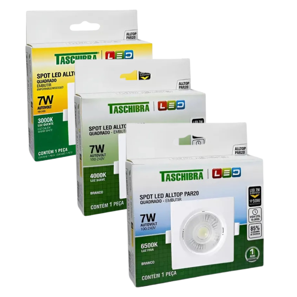 Spot de LED 7W Embutir Alltop Quadrado PAR 30 Bivolt Taschibra
