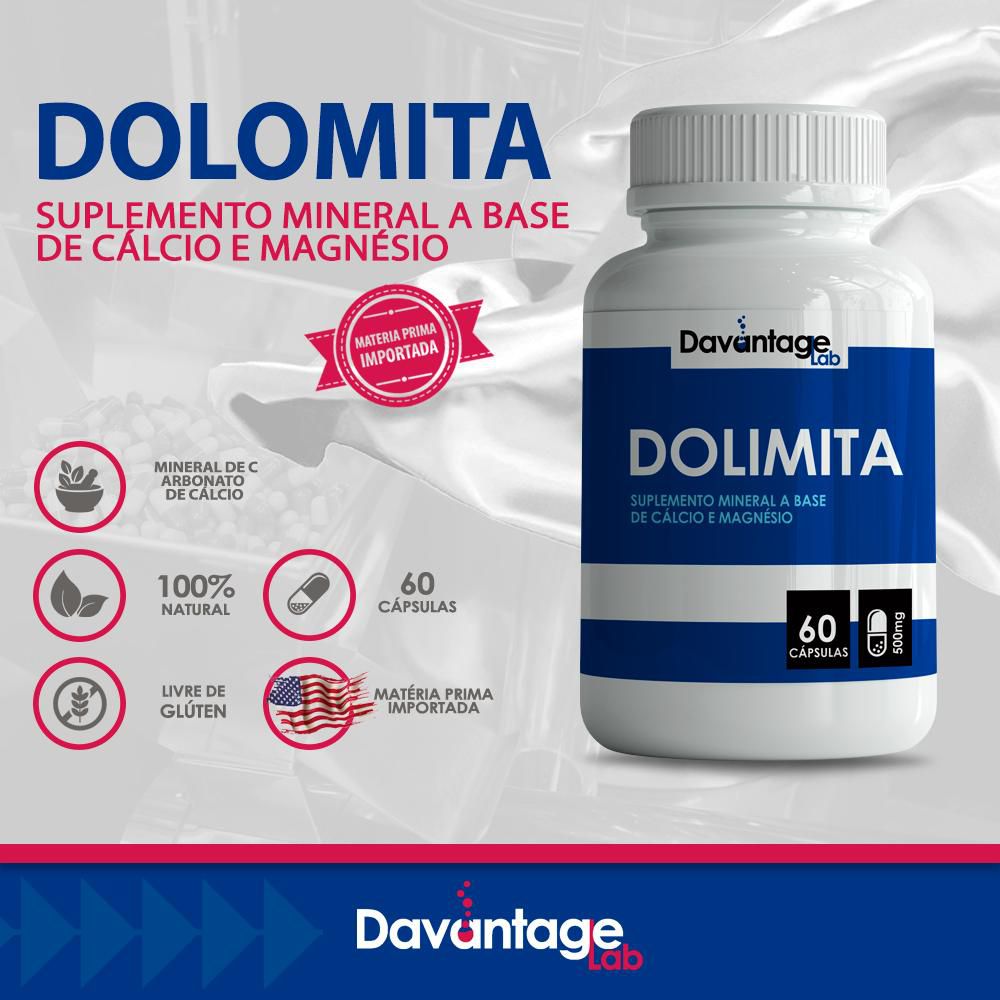 Kit 2 Potes Dolomita 500mg | Economia e Saúde Mineral - Davantage