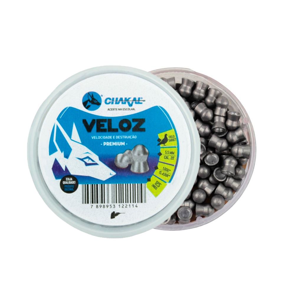 Chumbinho Veloz 15.43 Grains 5.5mm 125un. - Chakal - Dispropil