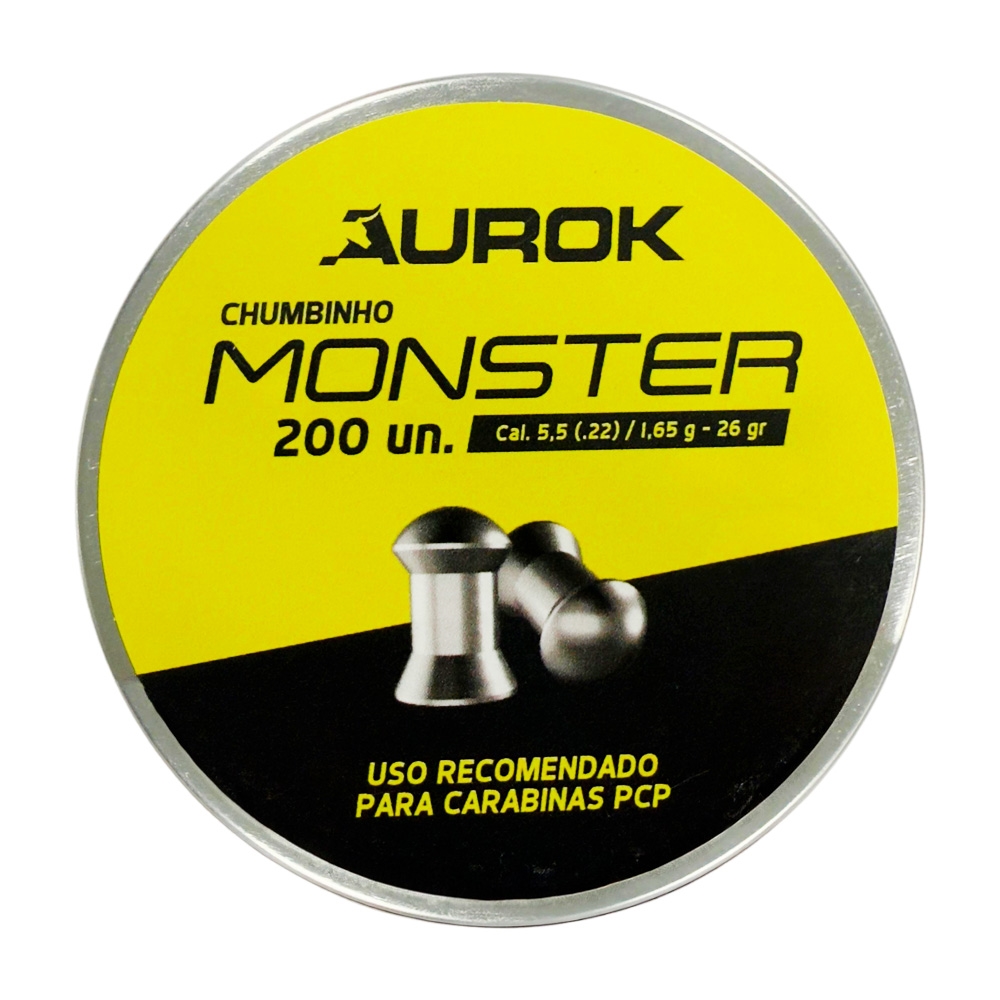 Chumbinho Monster 5.5mm 1.65g 26gr 200un - Aurok - Dispropil: Tiro