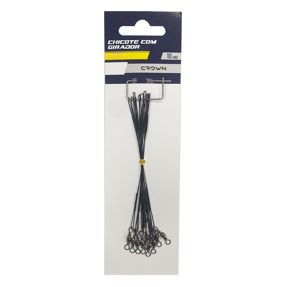 Chicote Crown Steel Leader Black Nickel C/ Girador - Crown