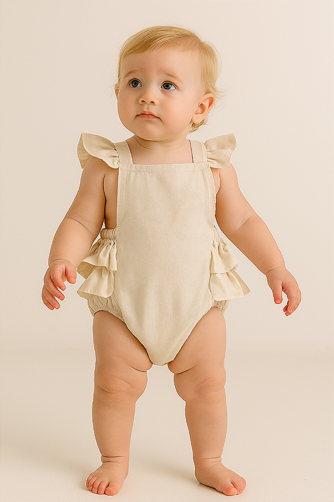 Romper Luísa Crú com Babados – Donna Ariê - www.donnaarie.com.br