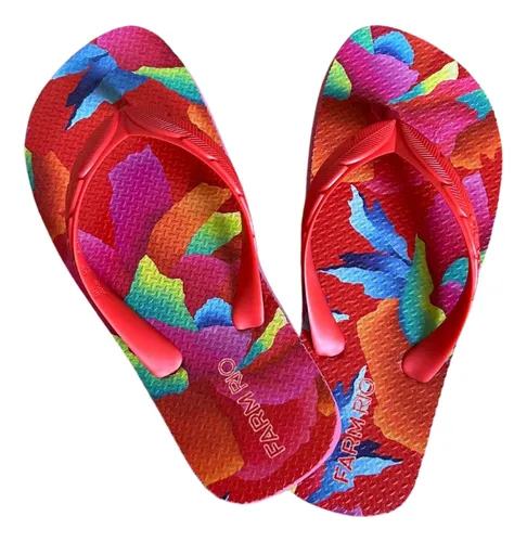 Chinelo Jangada Print Vermelho Melancia - FARM - Moda Colorida