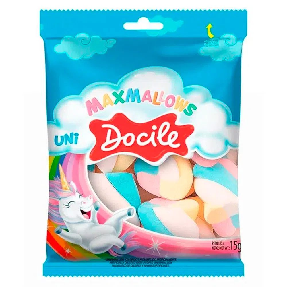 DOCE TIPO MARSHMALLOW TWIST COLORIDO BAUNILHA UNICORNIO 15g - Loja