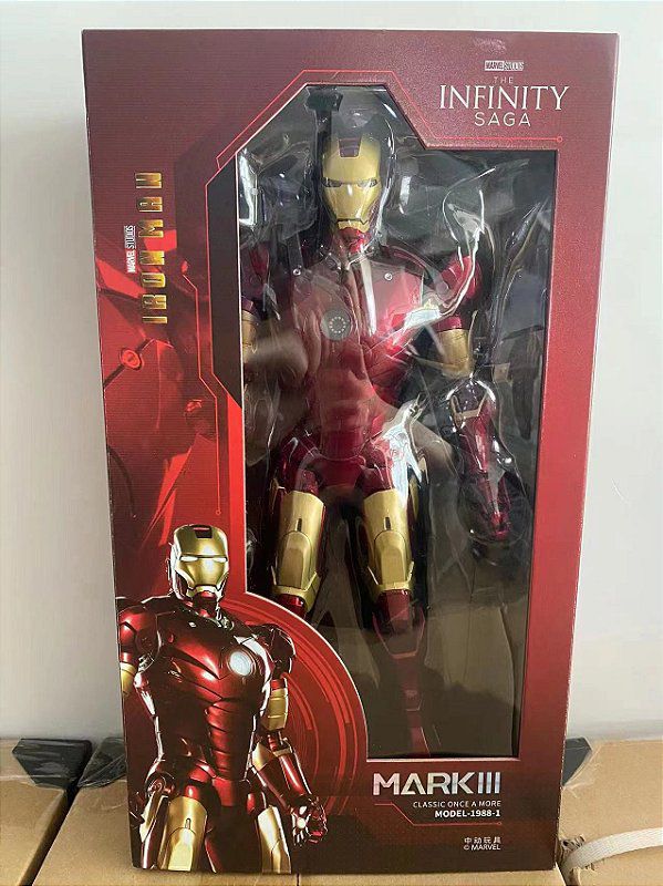 Action Figure Homem de Ferro Mark III Com LED - Marvel - Cubo Nerd