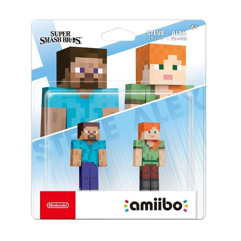 Amiibo Pack Steve e Alex Minecraft Super Smash Bros - Cubo Nerd