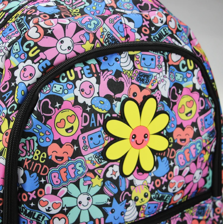 Mochila escolar Flowers Smiles Original Smiggle - Cubo Nerd - O