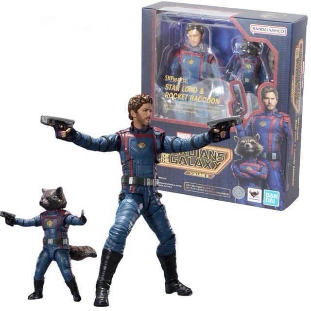 Action Figure Star Lord e Rocket Raccoon Guardiões da Galáxia